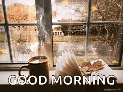 Coffee Cup With Smoke And Coffee Beans GIF