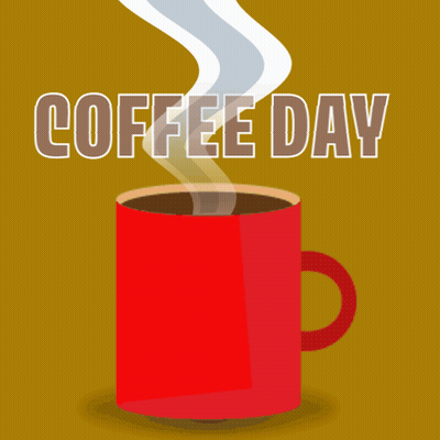 Coffee Cup With Smoke Saying Coffee Day GIF