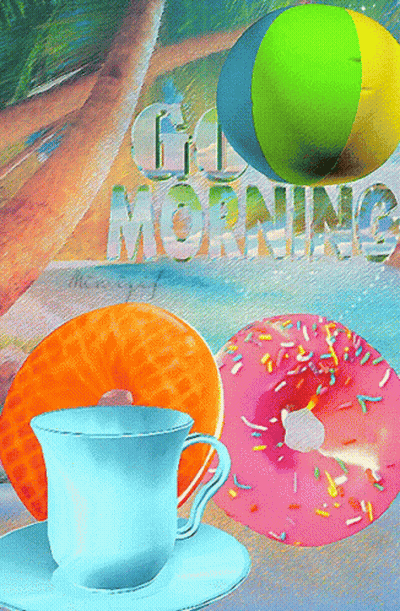 Coffee Donut Beach Ball Saying Go Morning GIF