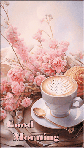 Coffee On Saucer Saying Good Morning GIF