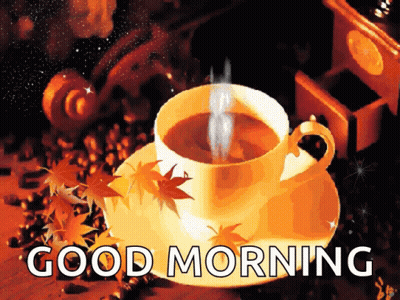 Coffee On Saucer With Leaves Good Morning GIF