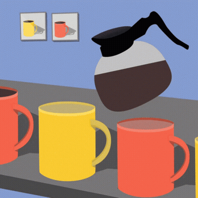 Coffee Pot Pouring Into Yellow Cup GIF