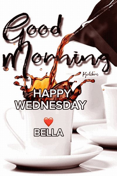 Coffee Poured Into Cup With Name Bella GIF