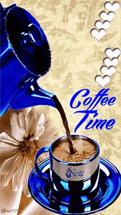 Coffee Poured Into Saucer Saying Coffee Time GIF