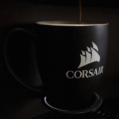 Coffee Pouring Into Black Corsair Cup GIF