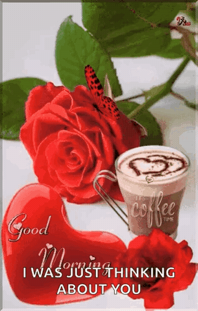 Coffee Rose Heart With Butterfly GIF
