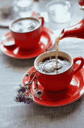 Coffee Time With Flower In Red Cup GIF