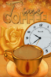 Coffee Time With Round Clock GIF