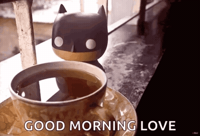 Coffee With Batman Figurine Good Morning Love GIF
