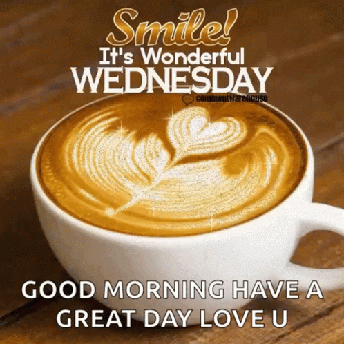 Coffee With Heart In Foam On Wooden Table GIF