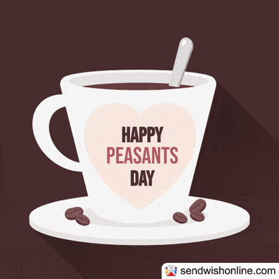 Coffee With Heart Saying Happy Peasants Day GIF