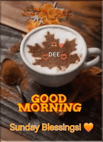 Coffee With Maple Leaf Good Morning Sunday Blessings GIF