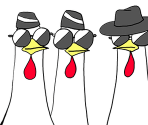 Coffin Dance Dancers Costume On Chicken GIF