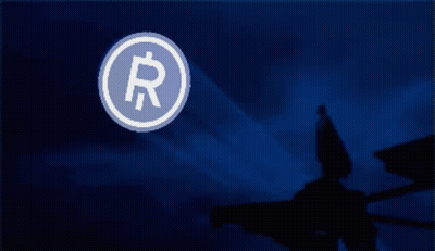 Coin With Letter R In Circle On Blue Background GIF