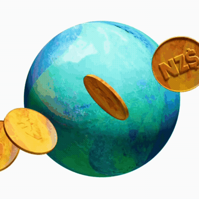 Coin With NZS Surrounded By Coins GIF