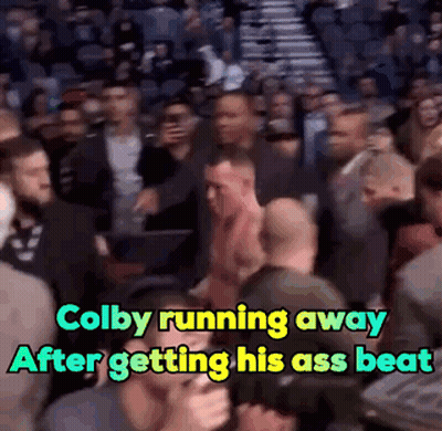 Colby Running Away After Getting His Ass Beat In A Crowded Stadium GIF
