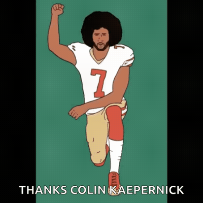 Colin Kaepernick Kneeling Fist Raised GIF
