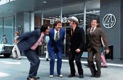 Collaboration Anchorman Characters Group Jump GIF
