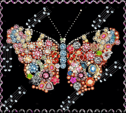 Collage Art Butterfly Jewels