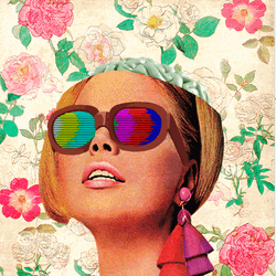 Collage Floral Brain Girl