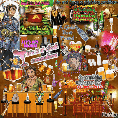 Collage Of Alcoholic Beverages Saying I Do Not Have A Drinking Problem GIF