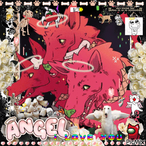Collage Of Dogs With Angel Love You GIF