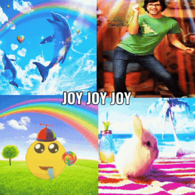 Collage Of Four Pictures With Joy Joy Joy GIF