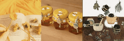 Collage Of Honey Jars And Bees GIF