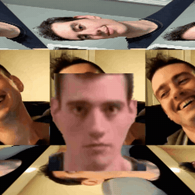 Collage Of Man Face With Square In Center GIF