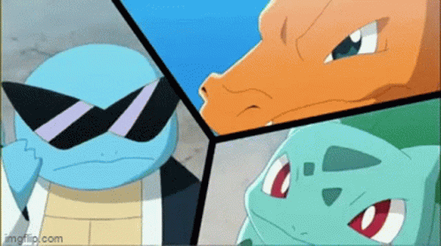 Collage of Squirtle Charizard and Bulbasaur