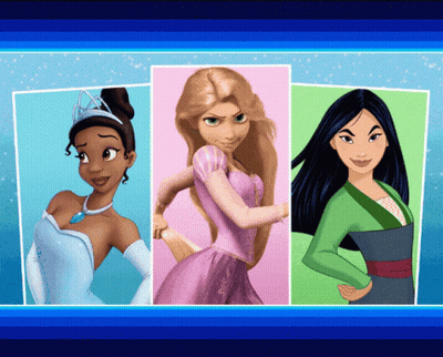 Collage Of Three Princesses Including Mulan GIF