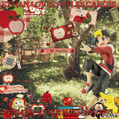 Collage Saying Ethan Loves Apples Canon GIF