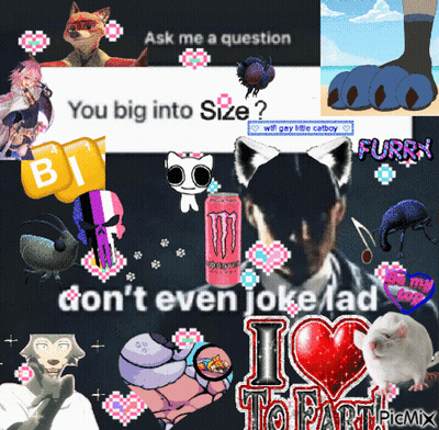 Collage Saying I Love To Fart GIF