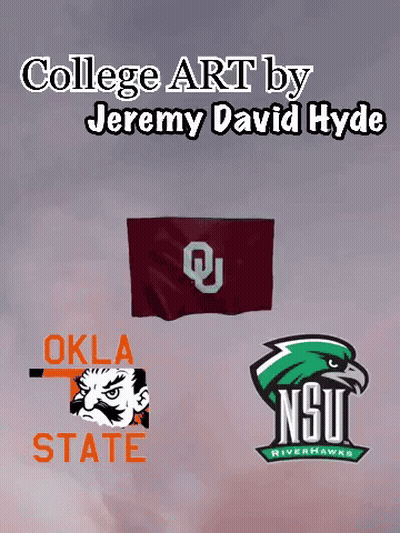 College Art By Jeremy David Hyde Oklahoma State Riverhawks And NSU Riverhawks GIF
