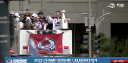 Colorado Avalanche Displaying Their Stanley Cup During Parade GIF