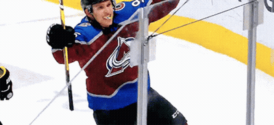 Colorado Avalanche Hockey Player Holding Stick GIF