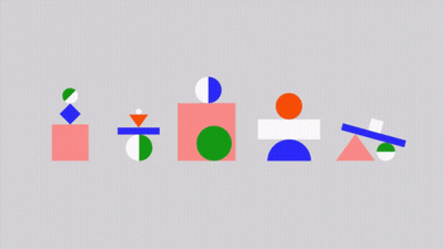 Colored Geometric Shapes On Gray GIF