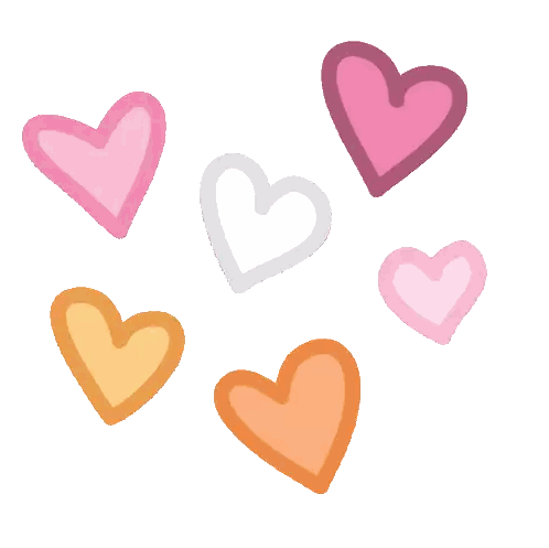 Colored Hearts Lined Up Sticker