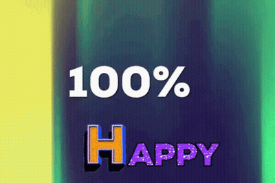 Colorful Background With 100% Happy GIF