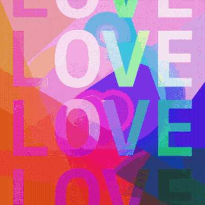 Colorful Background With Love Written In White GIF