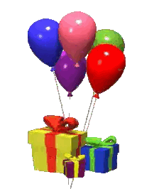 Colorful Balloons Hanging Above Gift Sticker