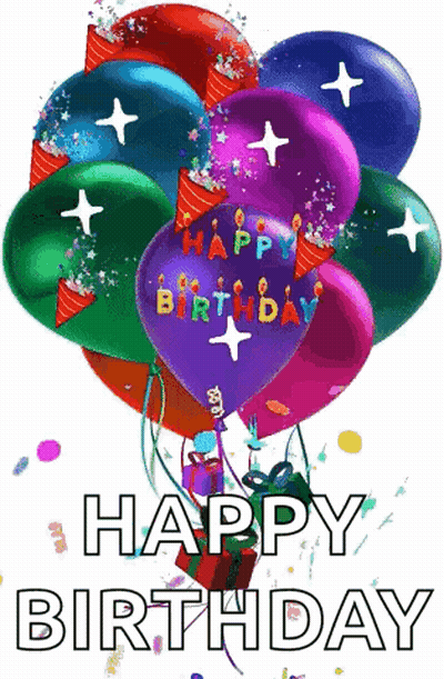 Colorful Balloons Saying Happy Birthday GIF