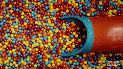 Colorful Balls Spilling From Blue Bucket Saying Other Mommy GIF