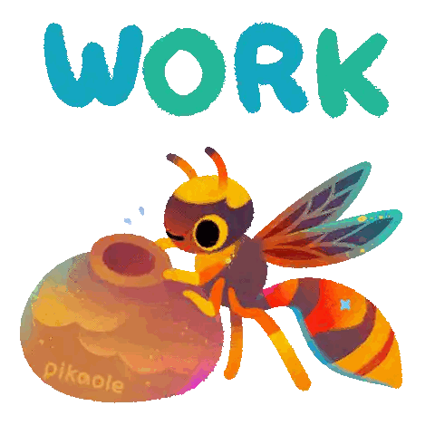 Colorful Bee With Work Background Sticker