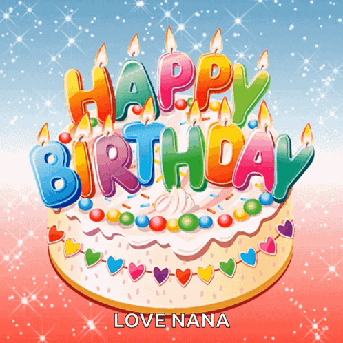 Colorful Birthday Cake Saying Happy Birthday GIF
