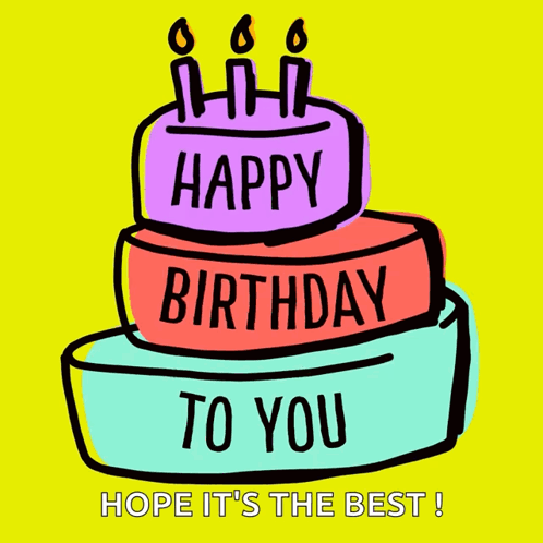 Colorful Birthday Cake With Happy Birthday To You GIF