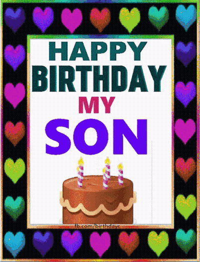 Colorful Birthday Card With Cake And Candles GIF