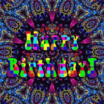 Colorful Birthday Card With Kaleidoscope Background GIF