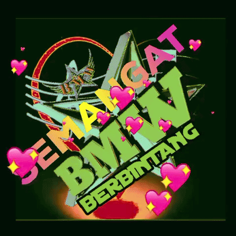 Colorful BMW Berbintang Logo With Hearts GIF
