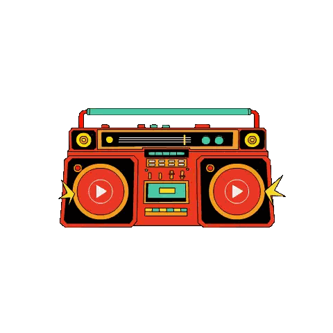 Colorful Boombox With Lightning Bolts Sticker